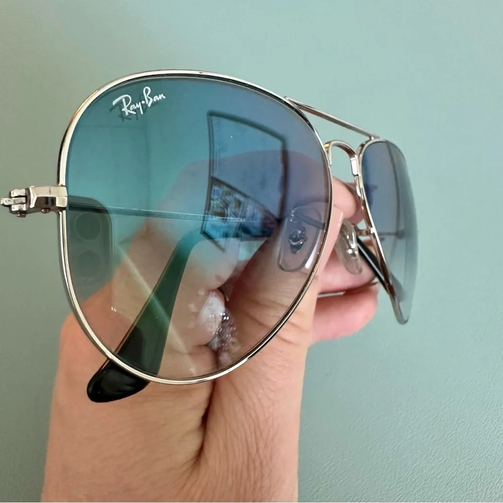 | ray ban • blue lense 2035 aviator silver frame | - Picture 6 of 16